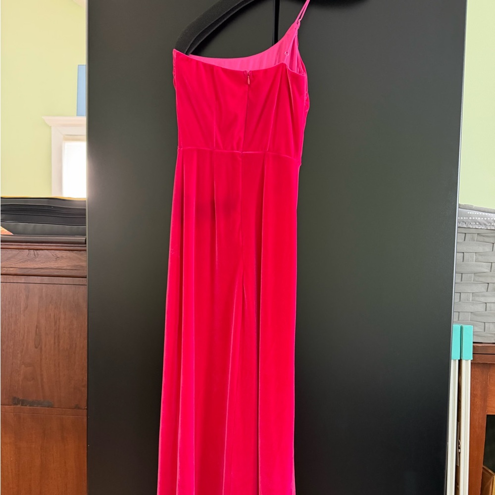 Lucy in the Sky Hot Pink Velvet Maxi Dress
